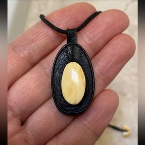 Butterscotch amber leather necklace